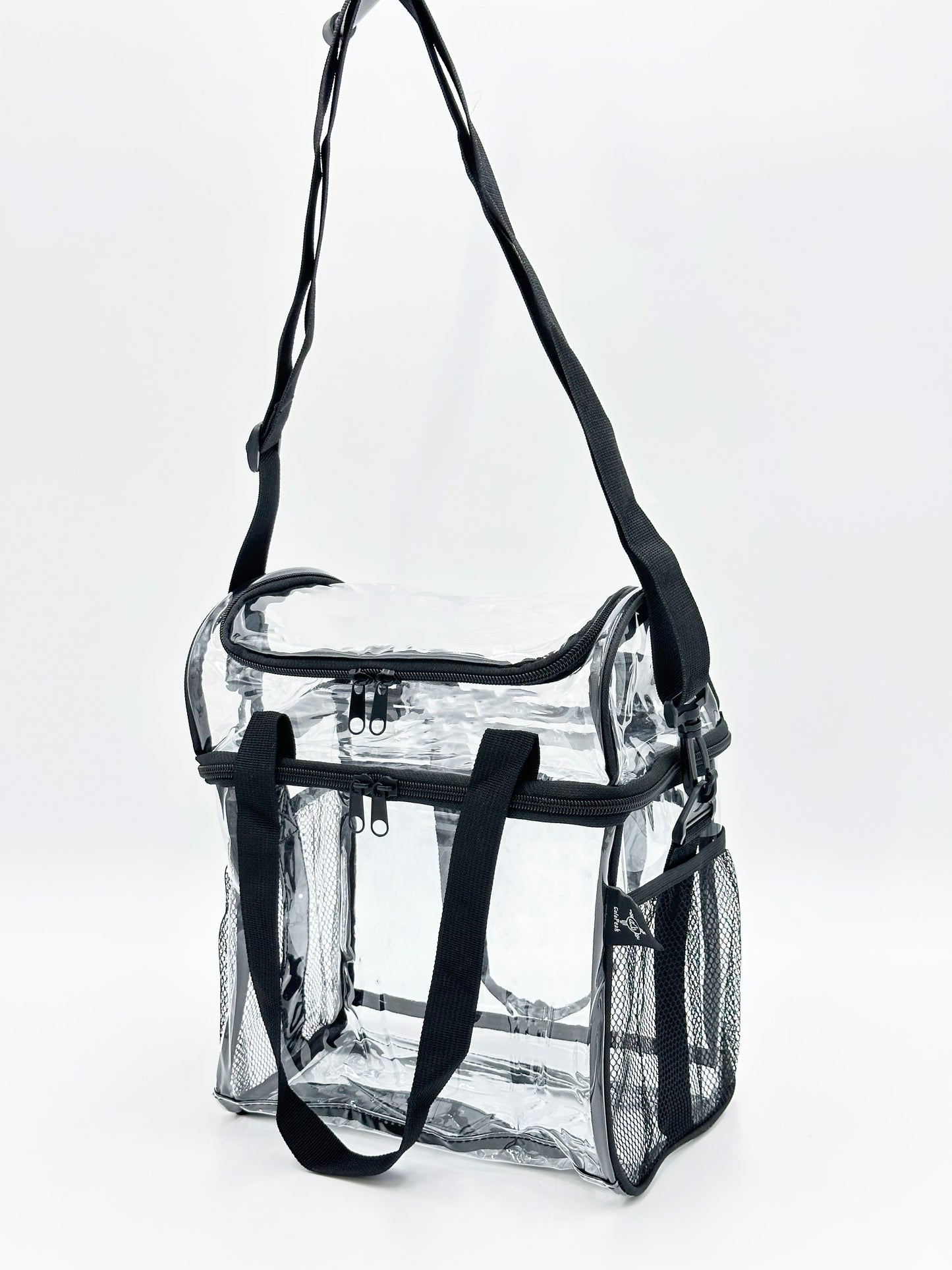 ColoPeak PVC clear double decker lunch bag with adjustable shoulder strap and reinforced bottom