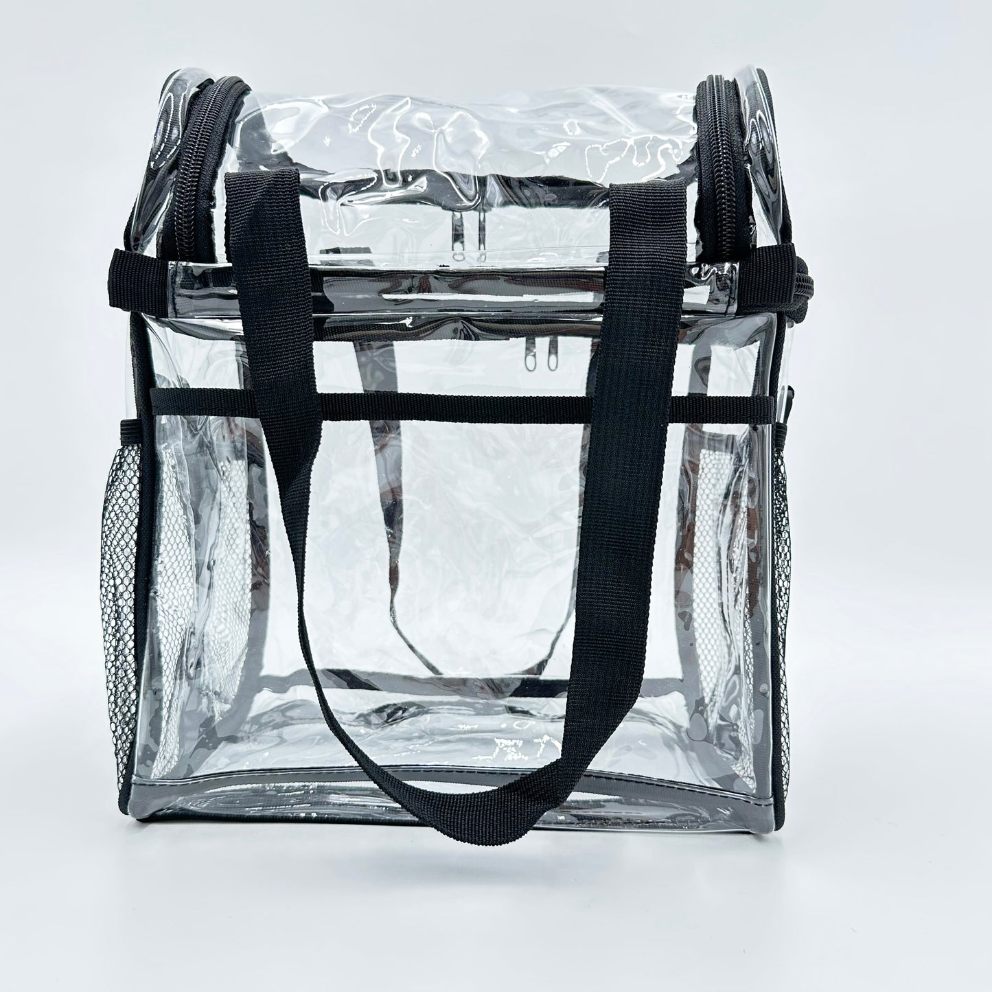 ColoPeak PVC clear double decker lunch bag with adjustable shoulder strap and reinforced bottom