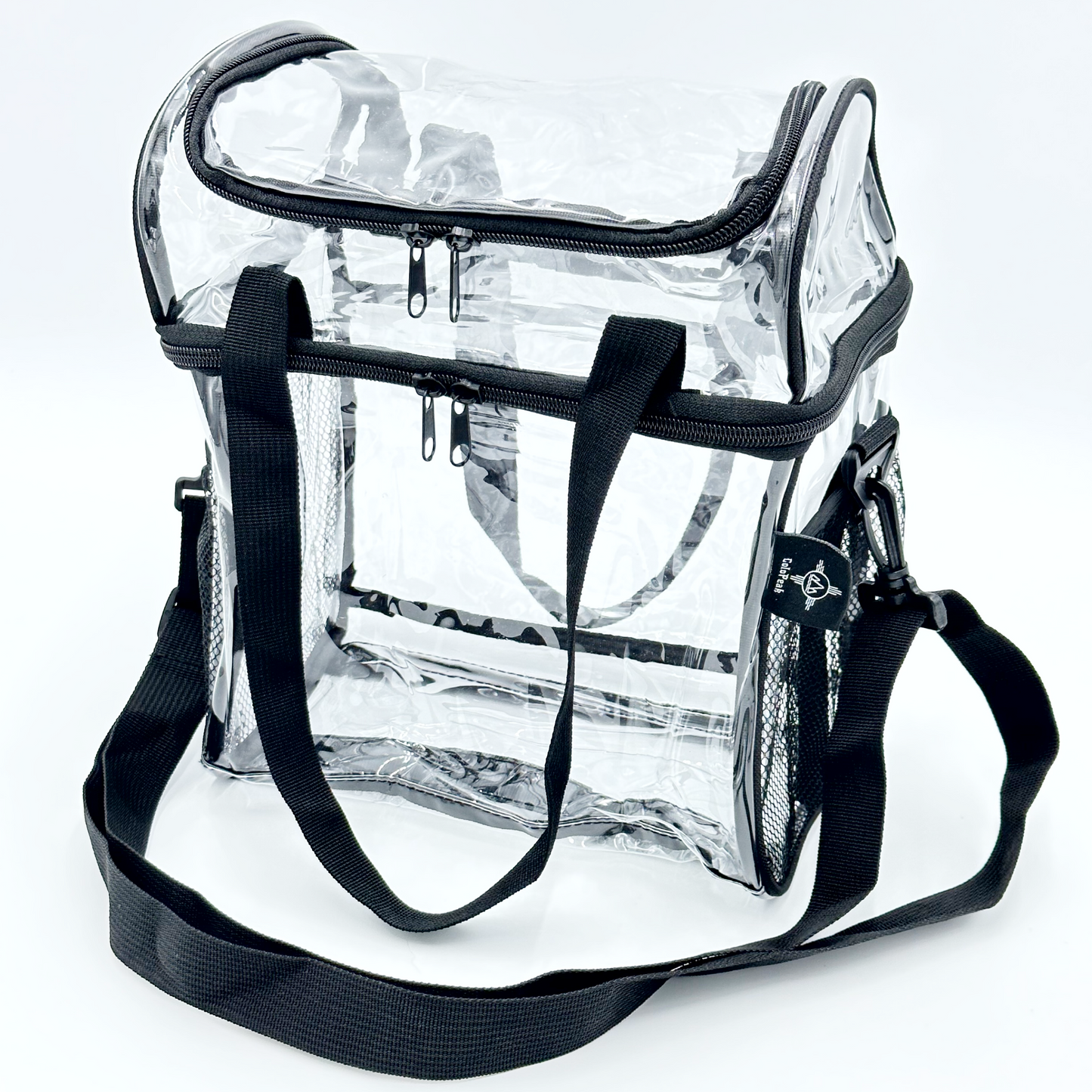 ColoPeak PVC clear double decker lunch bag with adjustable shoulder strap and reinforced bottom