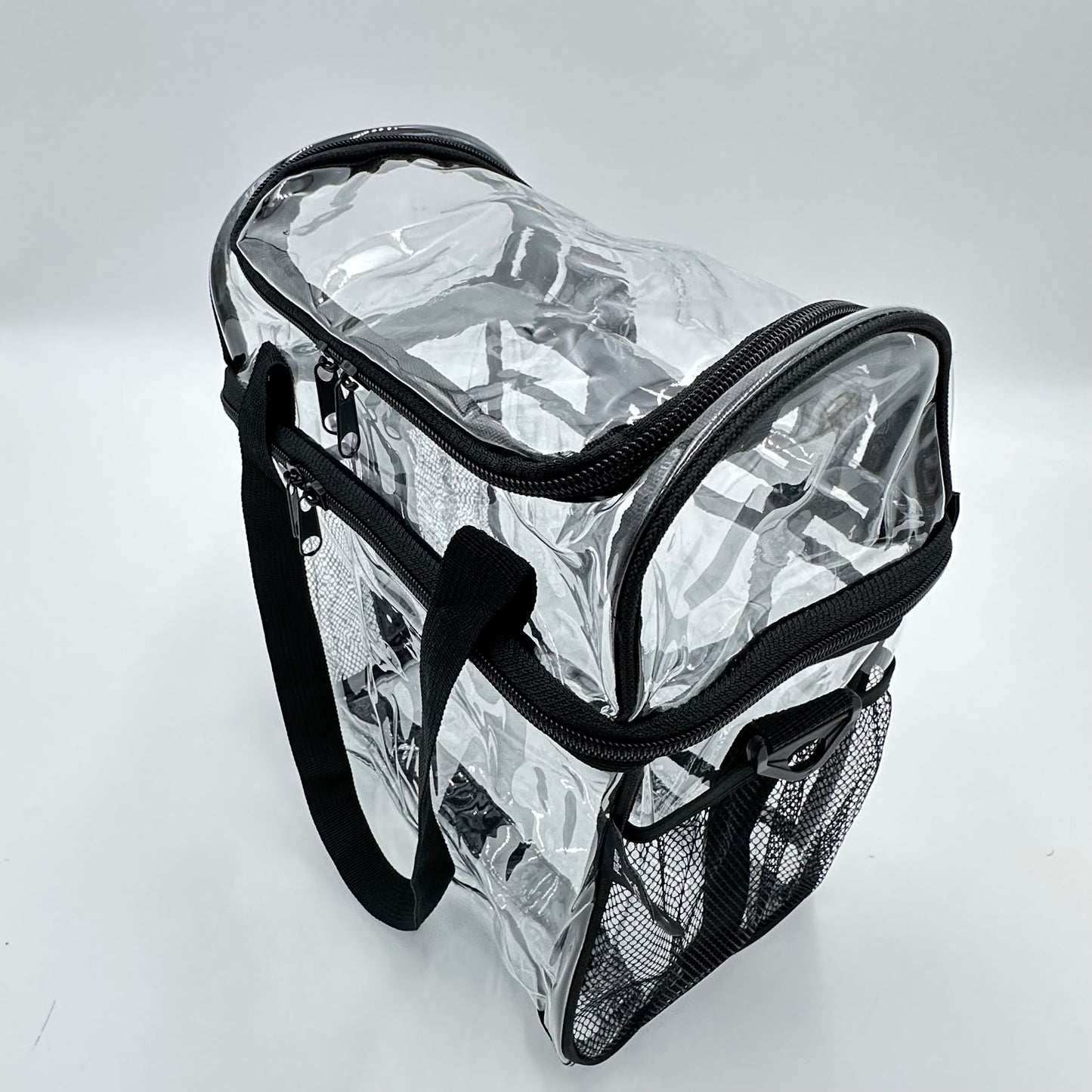 ColoPeak PVC clear double decker lunch bag with adjustable shoulder strap and reinforced bottom