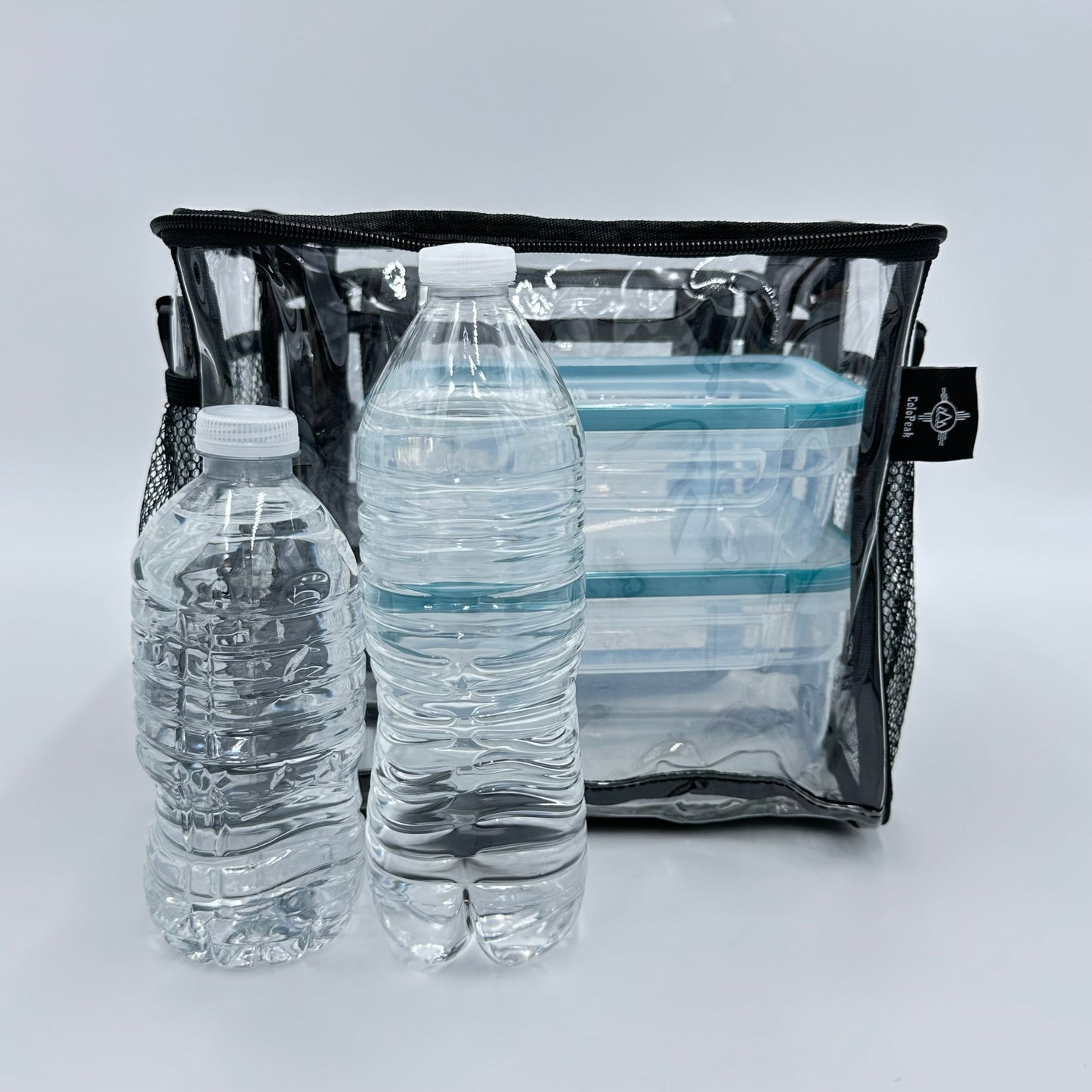 ColoPeak PVC clear double decker lunch bag with adjustable shoulder strap and reinforced bottom