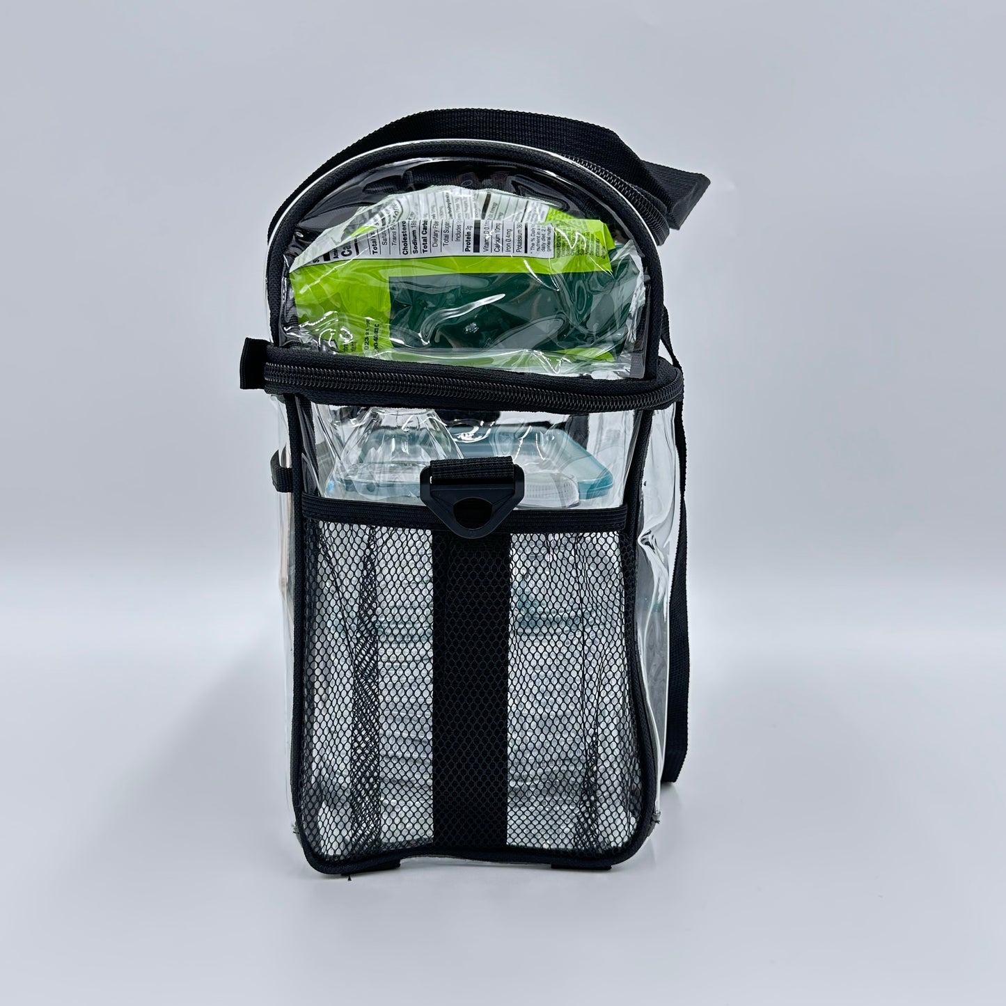 ColoPeak PVC clear double decker lunch bag with adjustable shoulder strap and reinforced bottom