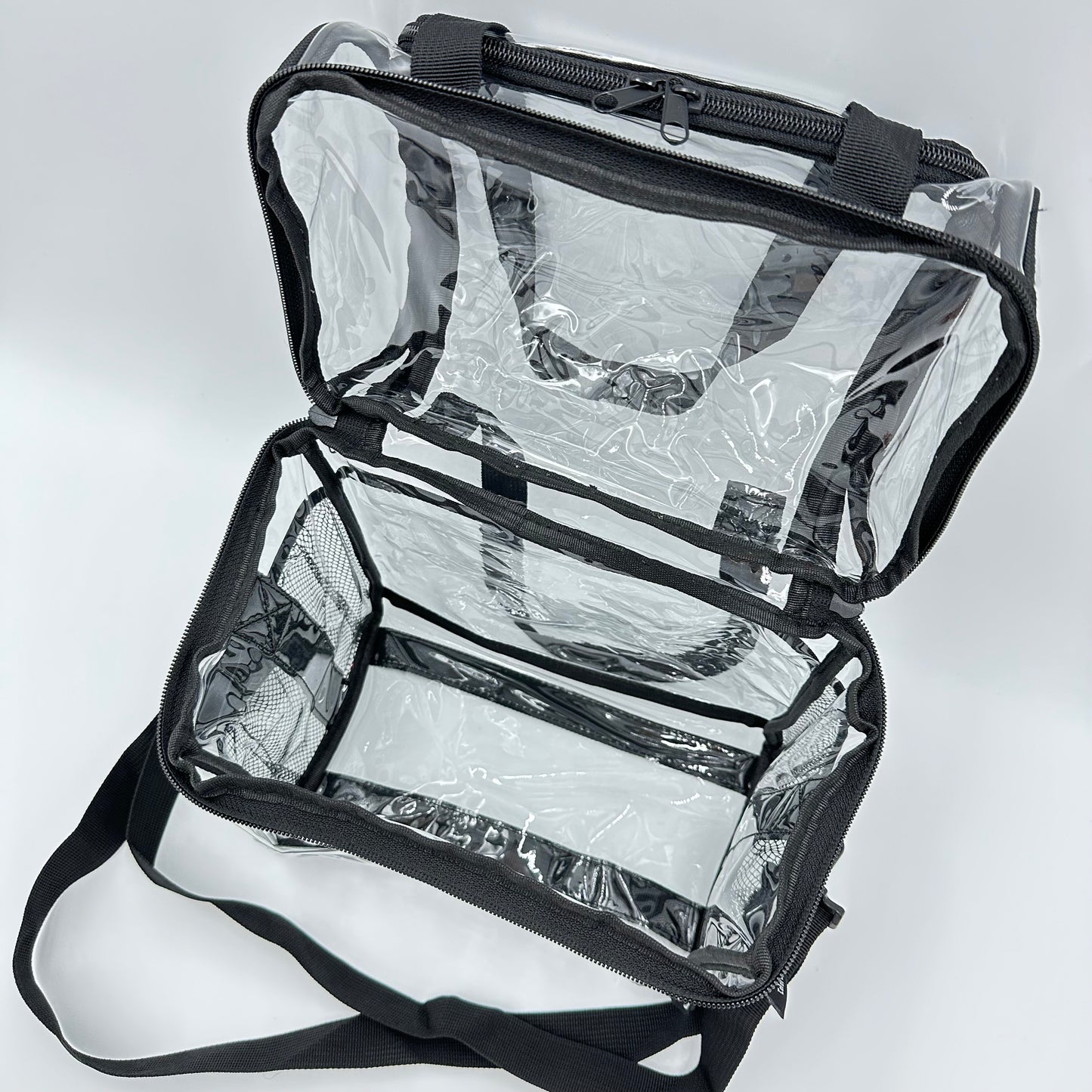 ColoPeak PVC clear double decker lunch bag with adjustable shoulder strap and reinforced bottom